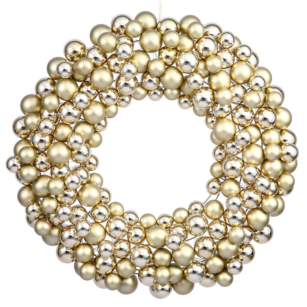 36" Gold Colored Ball Ornament Wreath 1