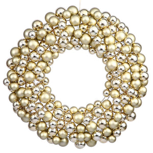 36" Gold Colored Ball Ornament Wreath 1