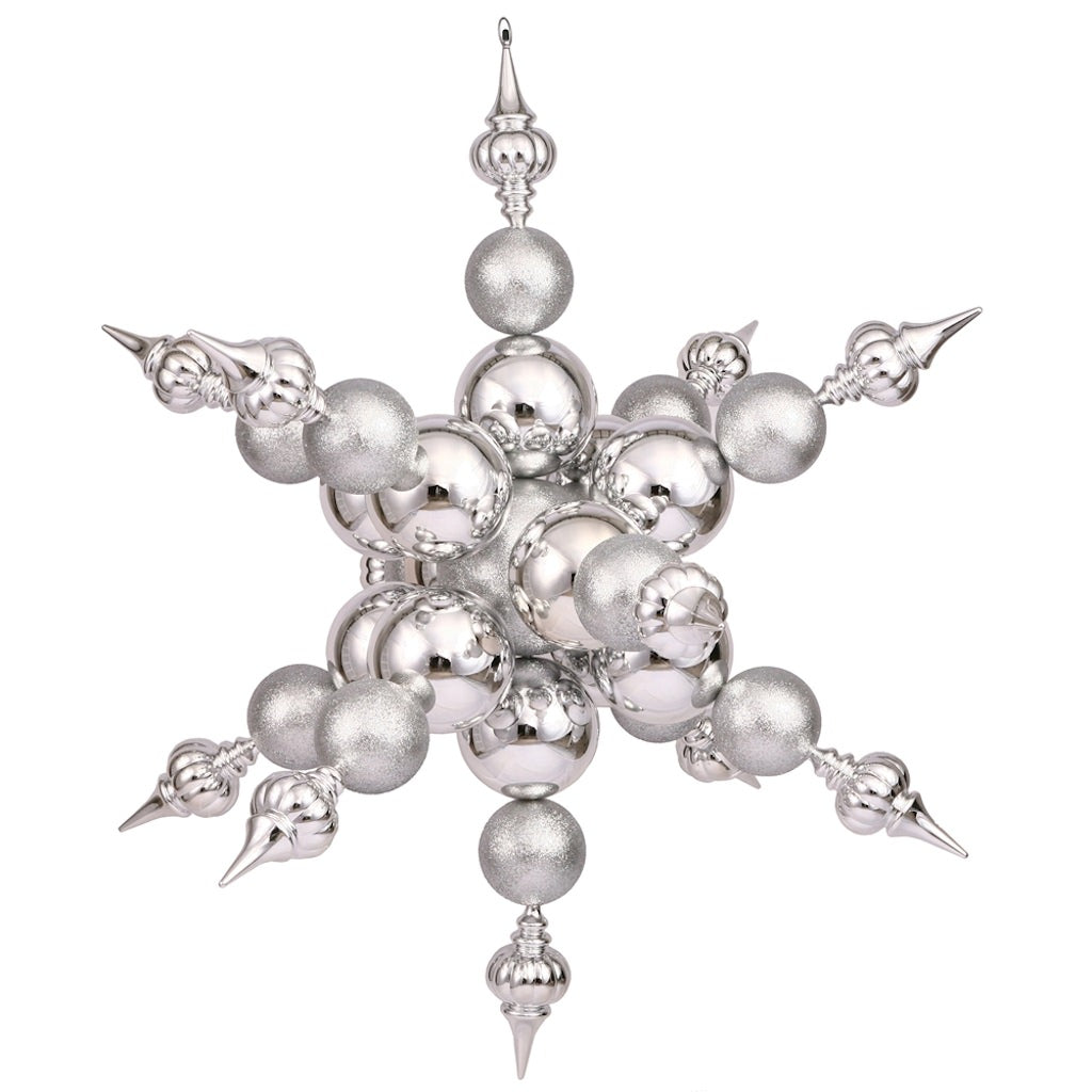 39" Silver Shiny Glitter Radical Snowflake Ornament 1