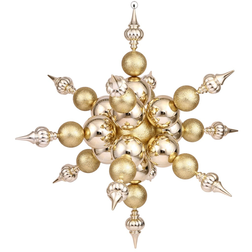 39" Gold Shiny Glitter Radical Snowflake Ornament 1