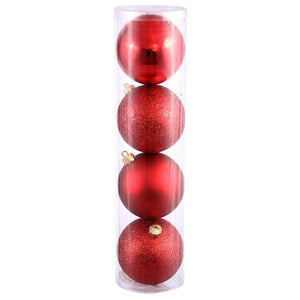 4.75" Red 4 Finish Ball Ornament (4 pack) 1