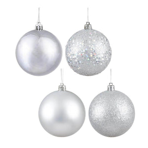 4.75" Silver 4 Finish Ball Ornament (4 pack) 1