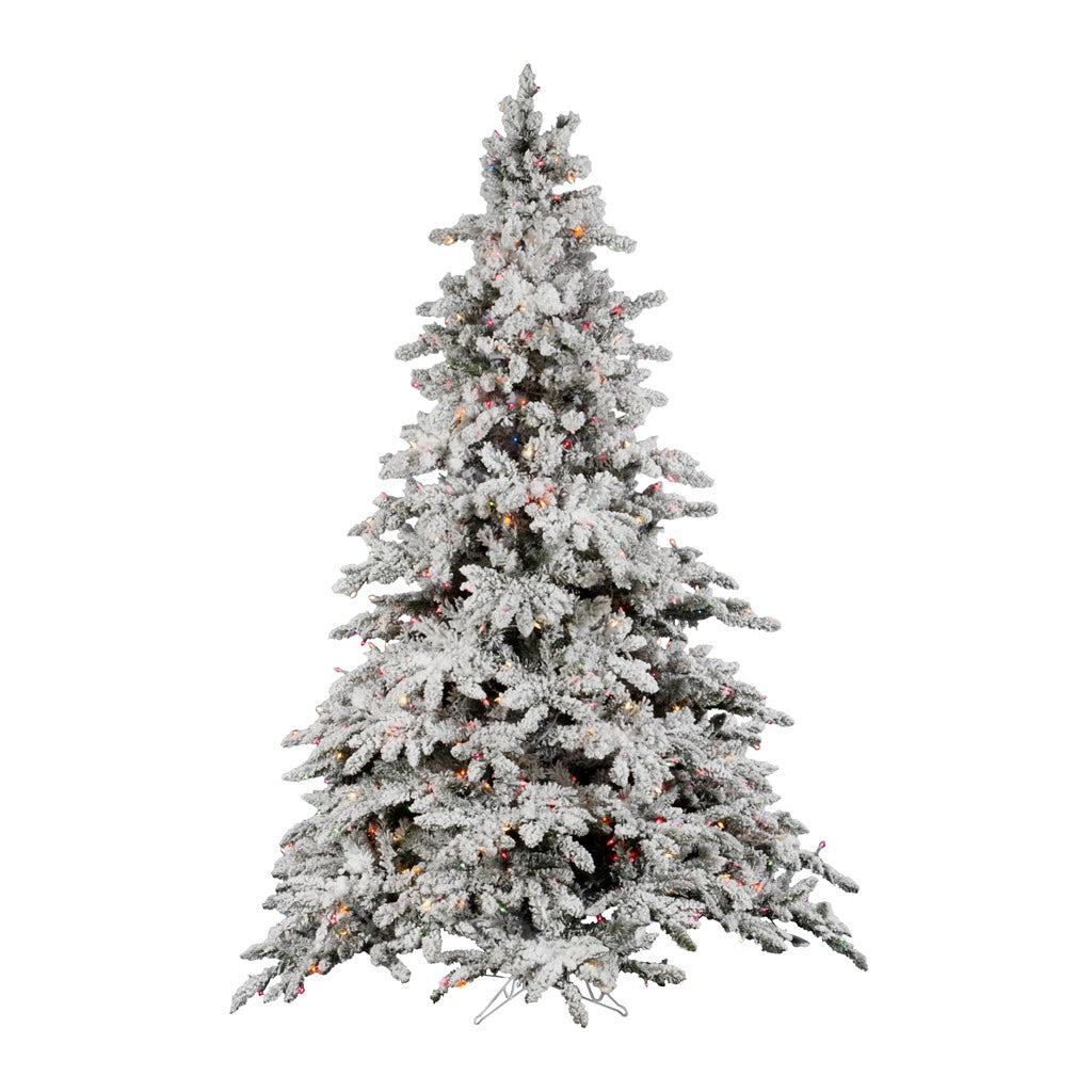 4.5' x 41" Artificial Flocked Utica Fir 250 Multi-Color Lights 1