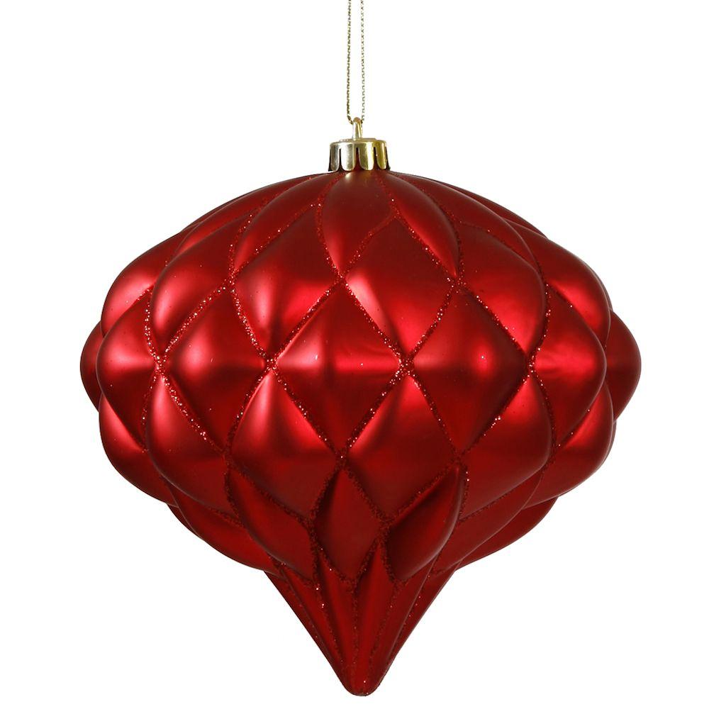 5.7" Red Matte Glitter Diamond Onion Ornament 1