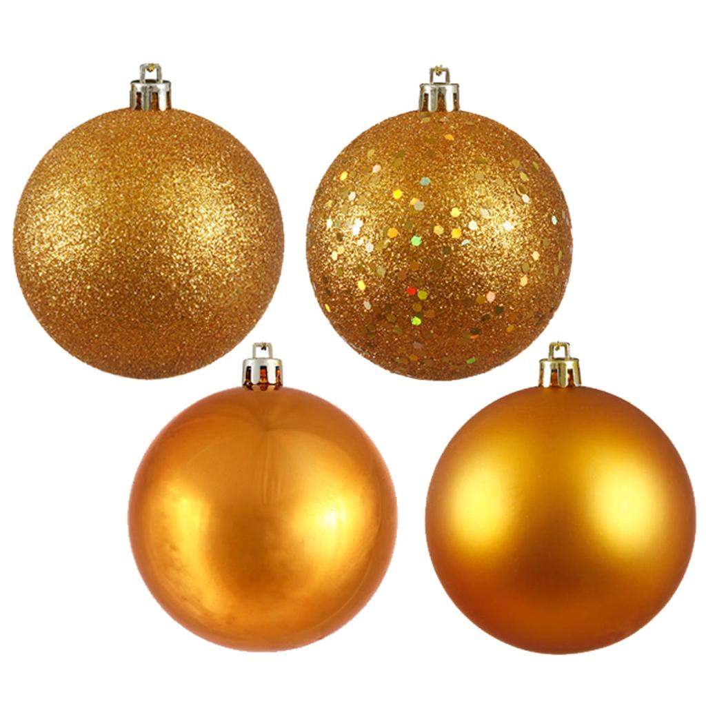 2.4" Antique Gold 4 Assorted Finish Ball Ornament (60 pack) 1