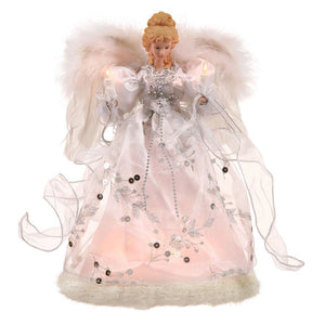 12" White / Silver Angel Feather Wings Christmas Tree Topper 1