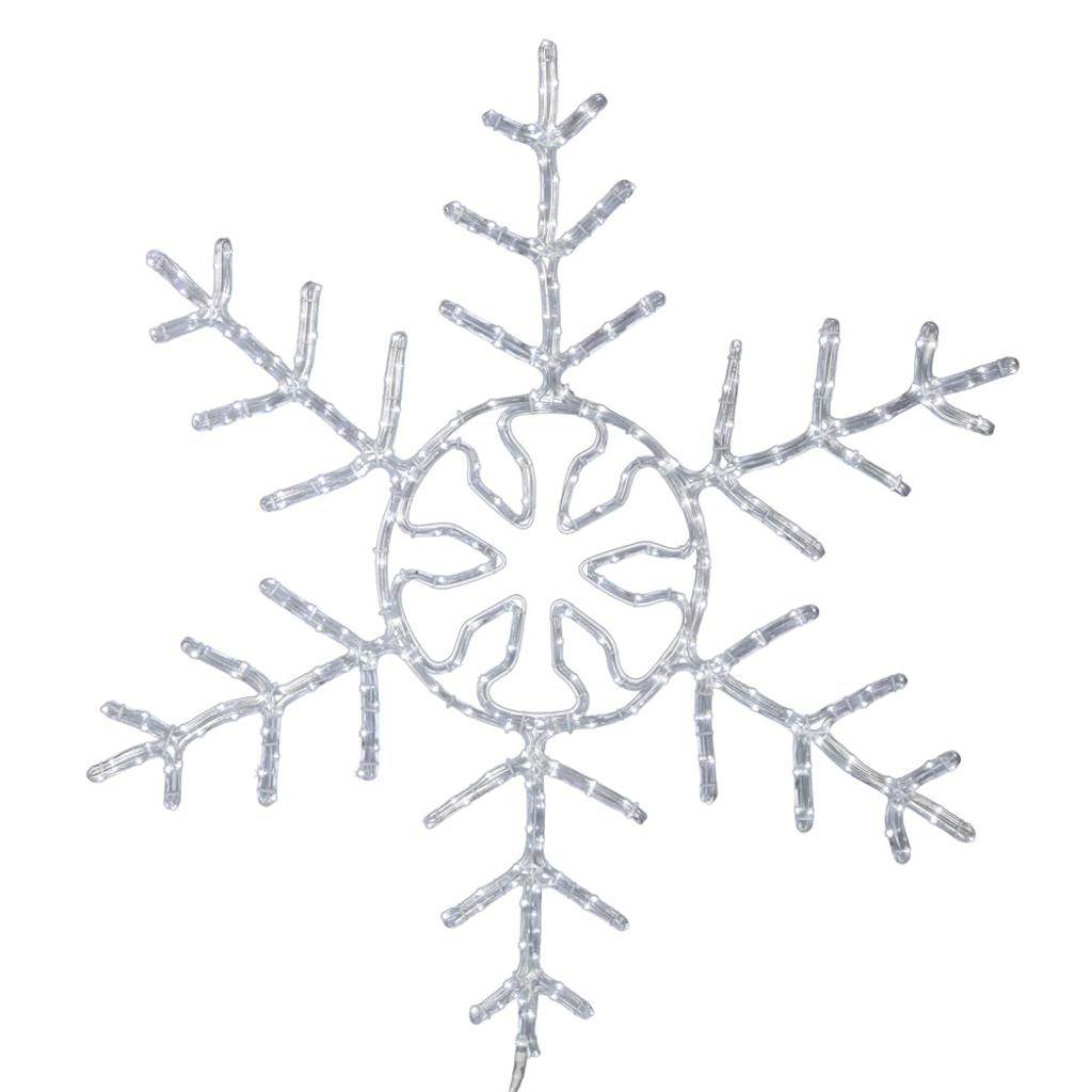 24" 160 Light Pure White Forked Snowflake LED Christmas Light 1