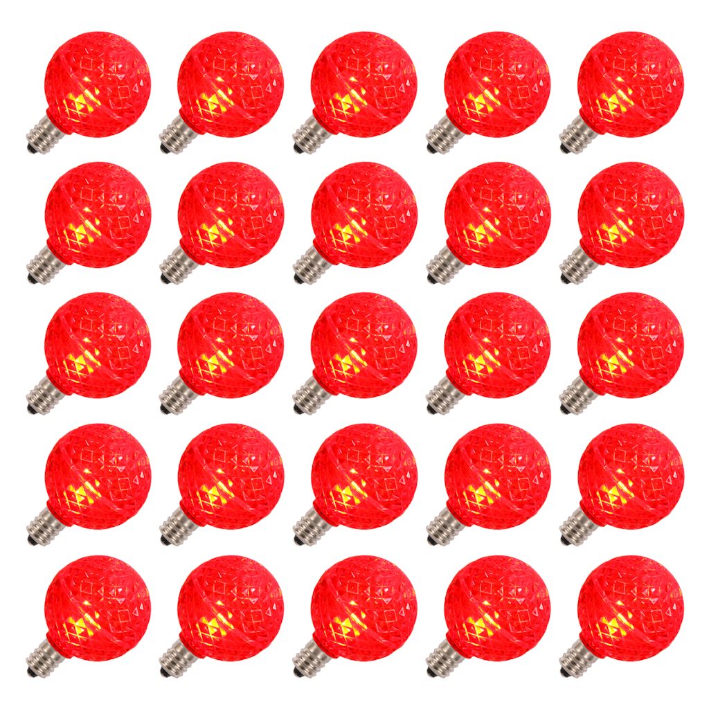 G40 Candelabra Screw Base Red LED Faceted (25 pack) 1