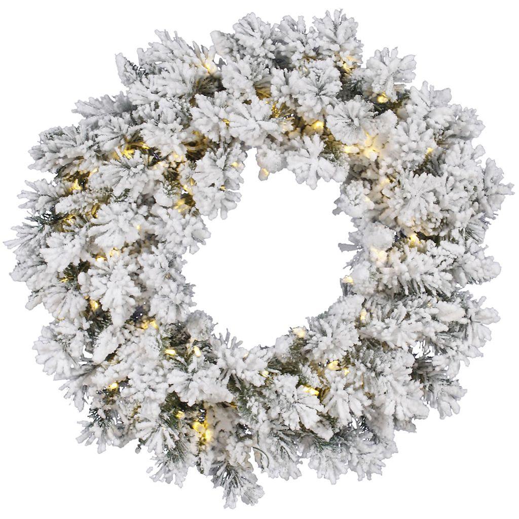36" Artificial Flocked Snow Ridge 100 Warm White Italian LED Lights 1
