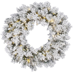 36" Artificial Flocked Snow Ridge 100 Warm White Italian LED Lights 1