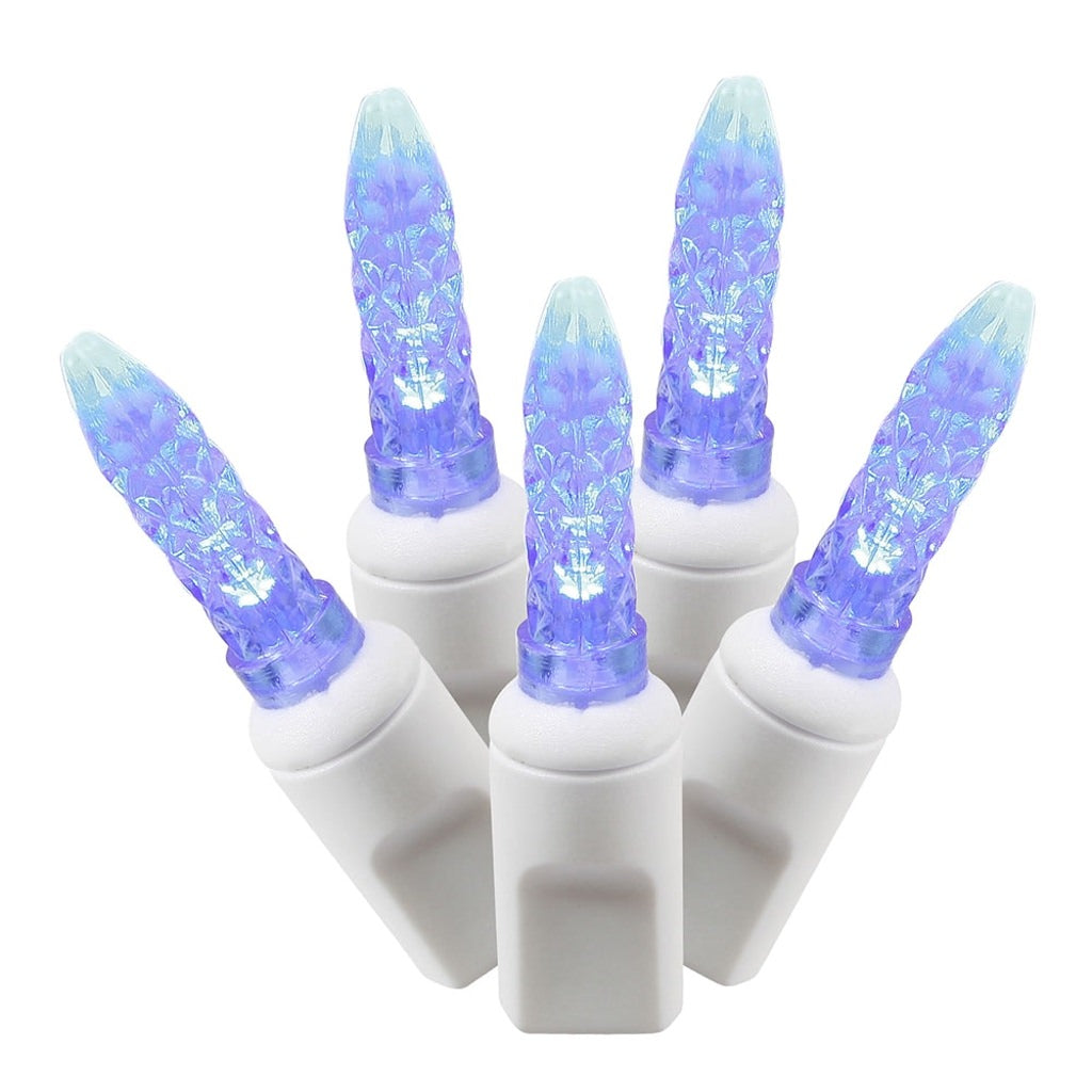 70 Light 9' White Wire Blue Twinkle LED Icicle Light String with 3.5" Spacing 1