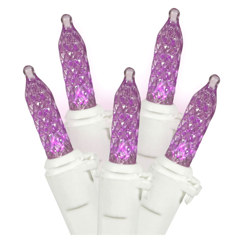 70 Light 9' White Wire Purple LED Icicle Light String with 3.5" Spacing 1