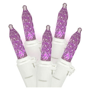 70 Light 9' White Wire Purple LED Icicle Light String with 3.5" Spacing 1