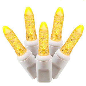 70 Light 9' White Wire Yellow Twinkle LED Icicle Light String 1
