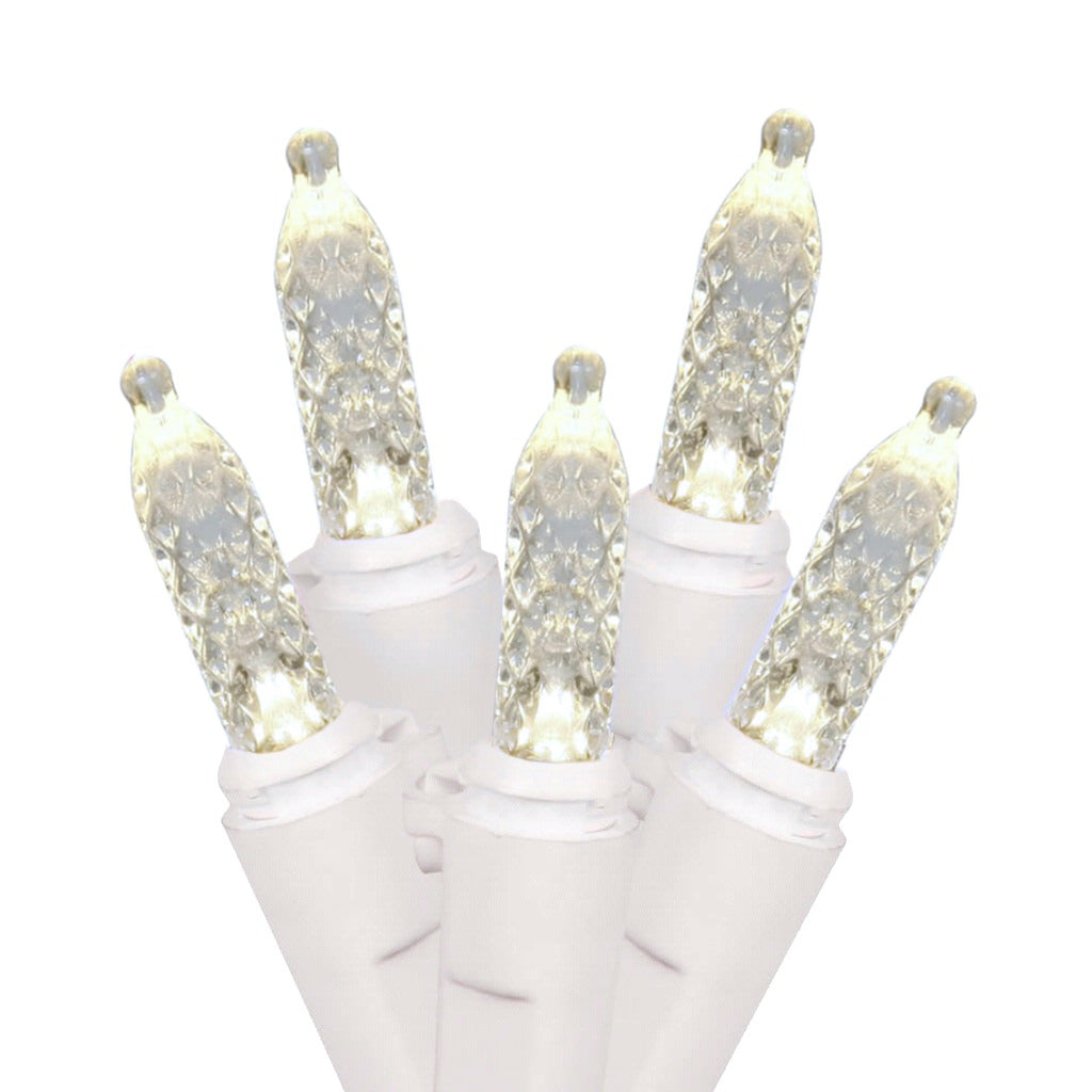 70 Light 9' White Wire Pure White LED Icicle Light String with 3.5" Spacing 1