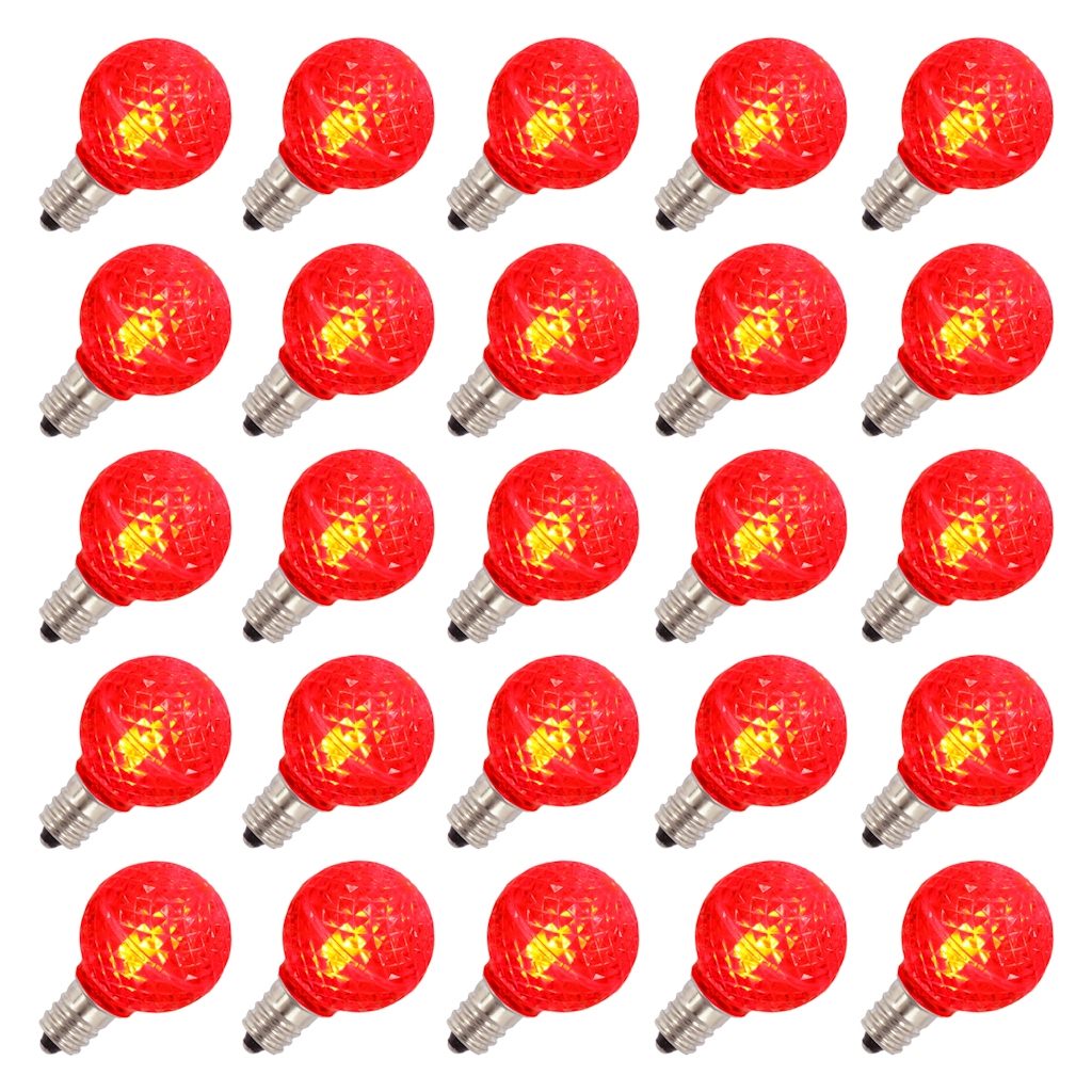 0.38 watt G30 Candelabra Screw Base Red Faceted LED (25 pack) 1
