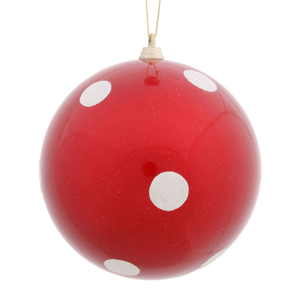 8" Red Candy Polka Dot Ball Ornament 1