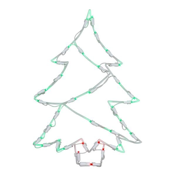 18" x 12" Tree Window Decor 35 Green / Red Wide Angle LED Lights 2