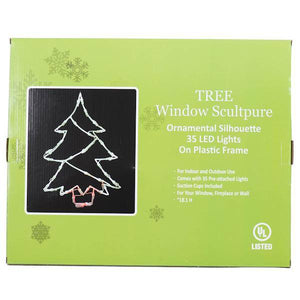 18" x 12" Tree Window Decor 35 Green / Red Wide Angle LED Lights 3