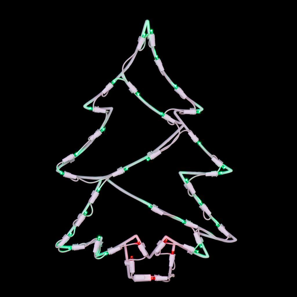18" x 12" Tree Window Decor 35 Green / Red Wide Angle LED Lights 1