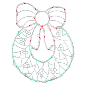 17" x 13" Wreath Window Decor 35 Green / Red Wide Angle LED Lights 2