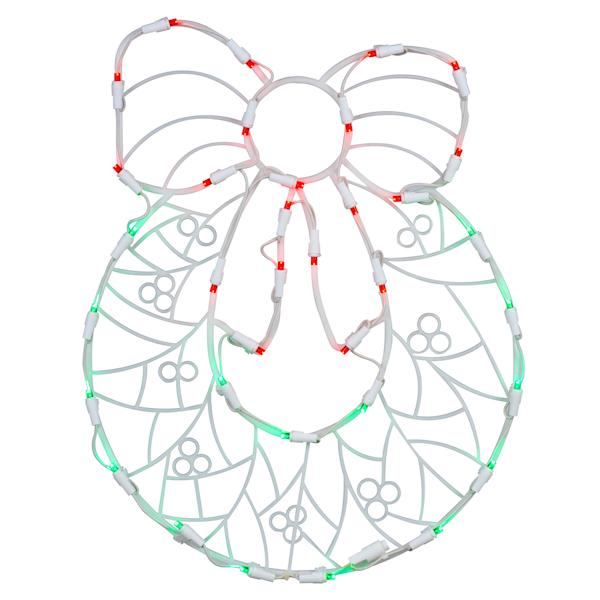 17" x 13" Wreath Window Decor 35 Green / Red Wide Angle LED Lights 2