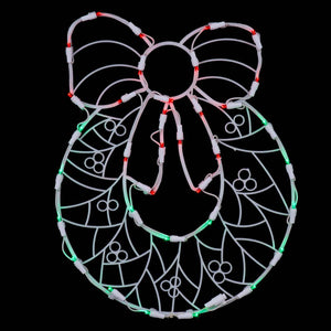 17" x 13" Wreath Window Decor 35 Green / Red Wide Angle LED Lights 1
