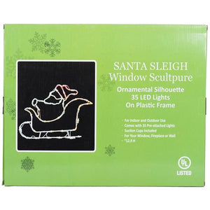 18" x 13" Santa Sleigh Window Decor 35 Multi-Color Wide Angle LED Lights 3