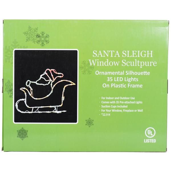18" x 13" Santa Sleigh Window Decor 35 Multi-Color Wide Angle LED Lights 3
