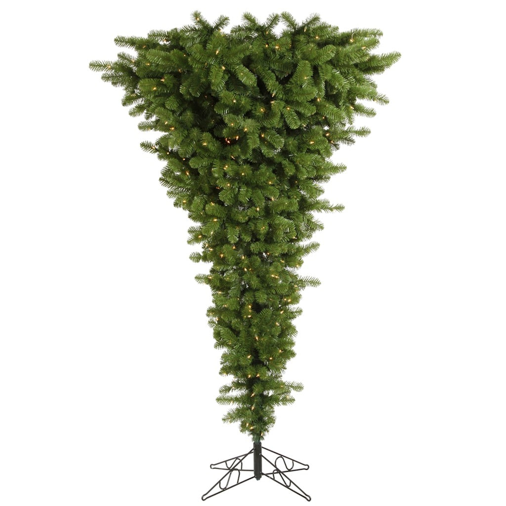 7.5' x 60" Artificial Green Upside Down 500 Warm White Italian LED Lights 1