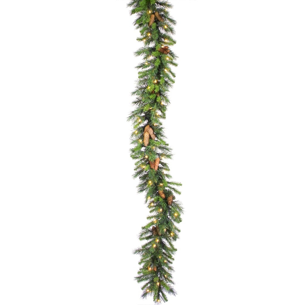 50' x 14" Artificial Cheyenne Pine Garland 350 Warm White Italian LED Lights 1