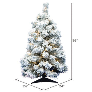 3' x 24" Artificial Flocked Alaskan Pine 100 Warm White Italian LED Lights 3