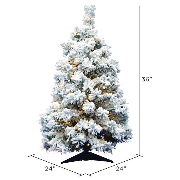 3' x 24" Artificial Flocked Alaskan Pine 100 Warm White Italian LED Lights 3