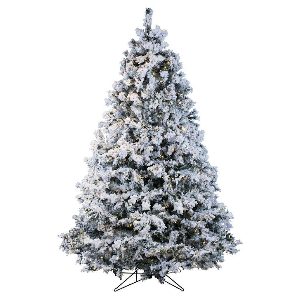 4.5' x 44" Artificial Flocked Alaskan Pine 300 Warm White Italian LED Lights 1