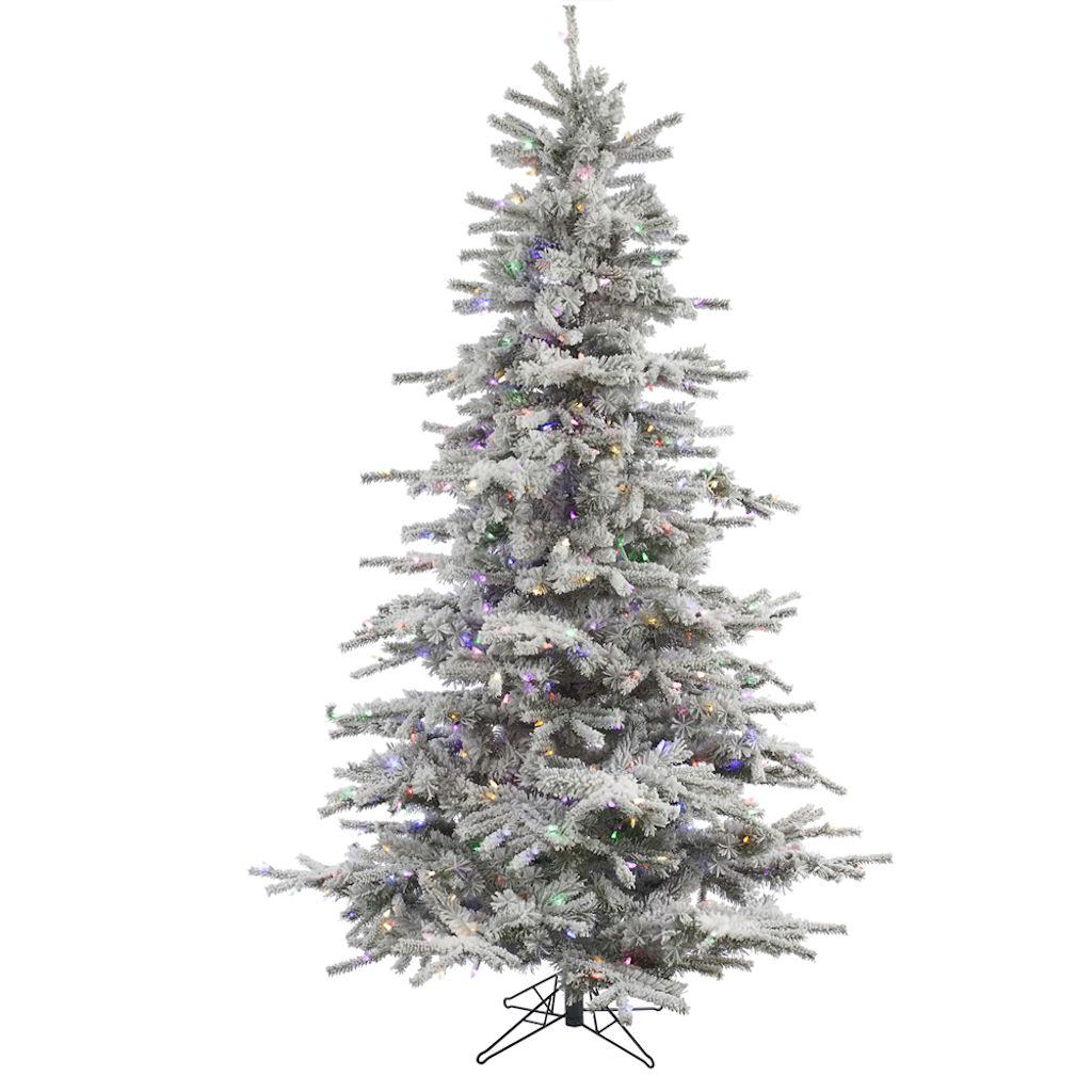 7.5' x 57" Artificial Flocked Sierra Pine 600 Multi-Color Italian LED Lights 1