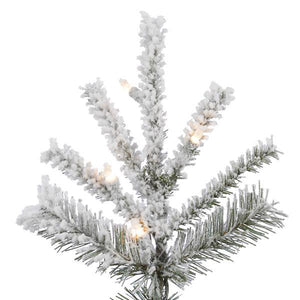 4.5' x 38" Artificial Flocked Slim Sierra Pine 250 Warm White Italian LED Lights 2