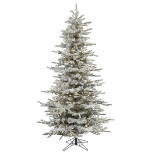 4.5' x 38" Artificial Flocked Slim Sierra Pine 250 Warm White Italian LED Lights 1