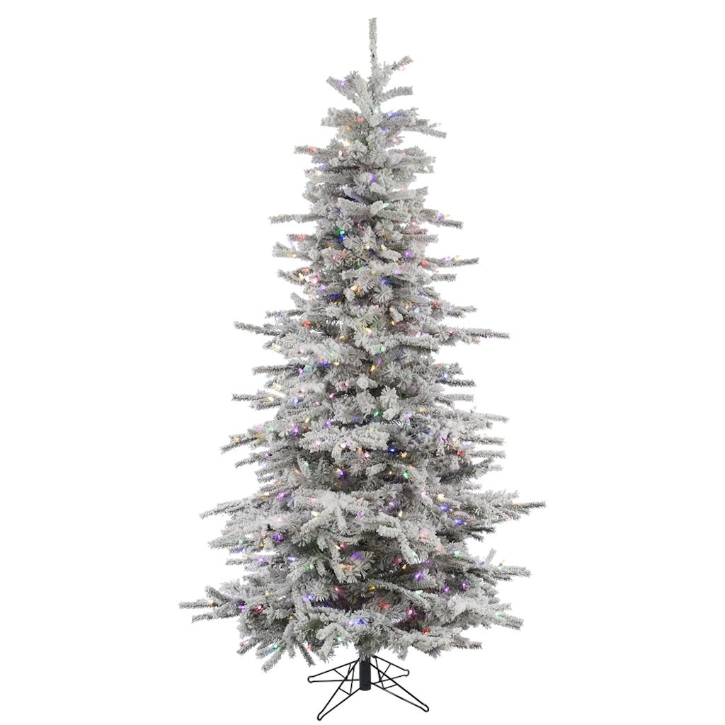 6.5' x 49" Artificial Flocked Slim Sierra 550 Multi-Color Italian LED Lights 1