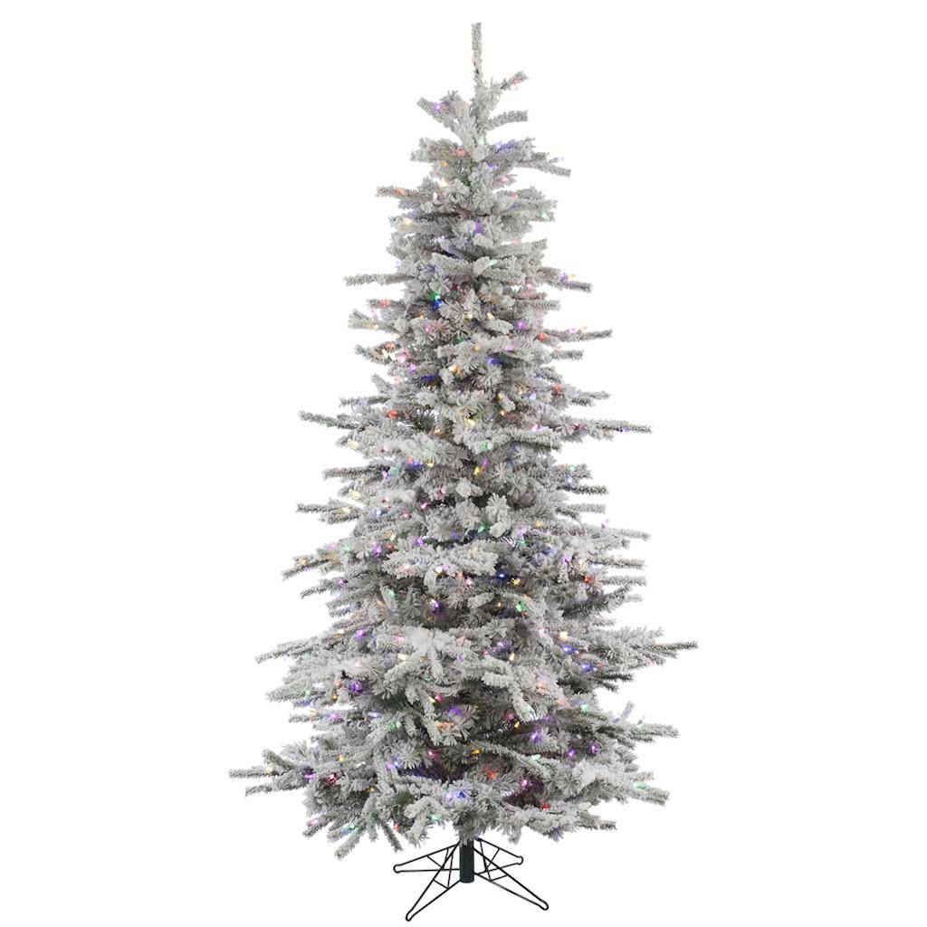 10' x 66" Artificial Flocked Slim Sierra Tree with 1,450 Multi-Color LED Lights 1
