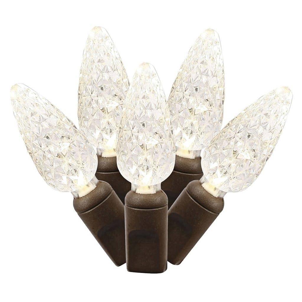 50 Light 25' Brown Wire Warm White C6 LED String with 6" Spacing 1