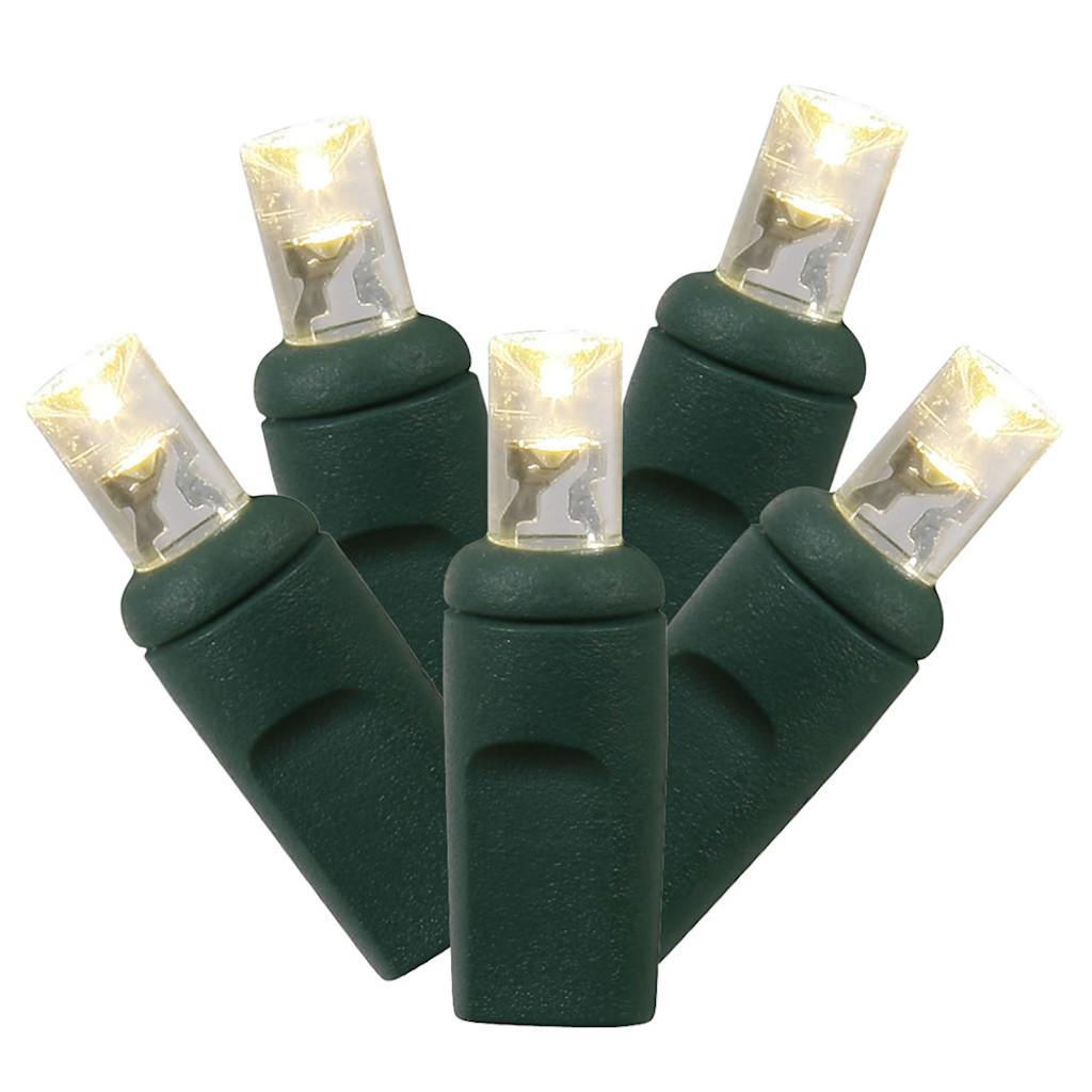 50 Light 25' Green Wire Warm White LED Wide Angle Miniature String with 6" Spacing 1