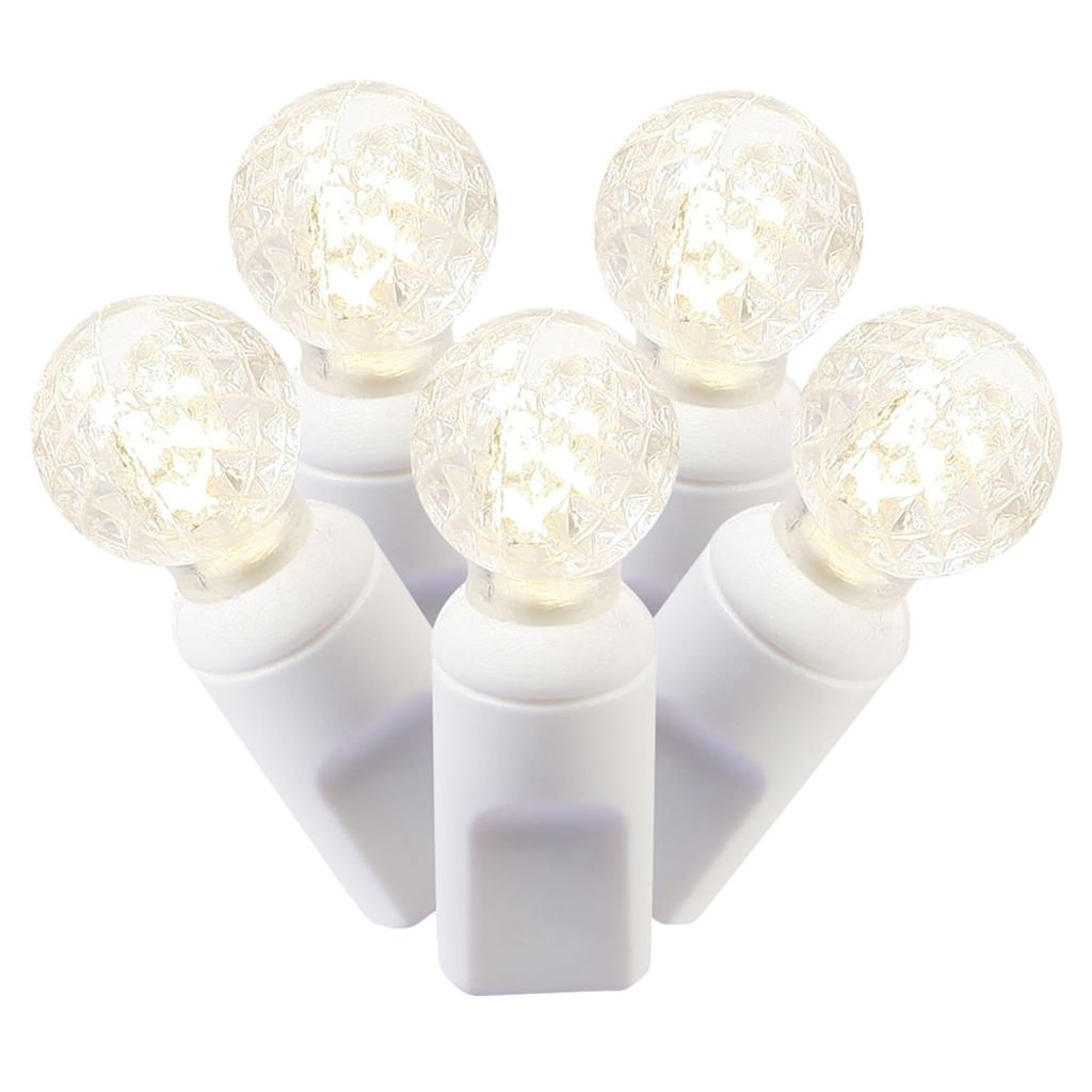 50 Light 25' White Wire Warm White G12 Berry LED Miniature String with 6" Spacing 1