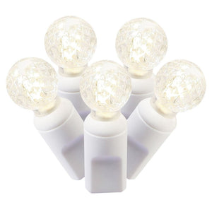 50 Light 25' White Wire Warm White G12 Berry LED Miniature String with 6" Spacing 1