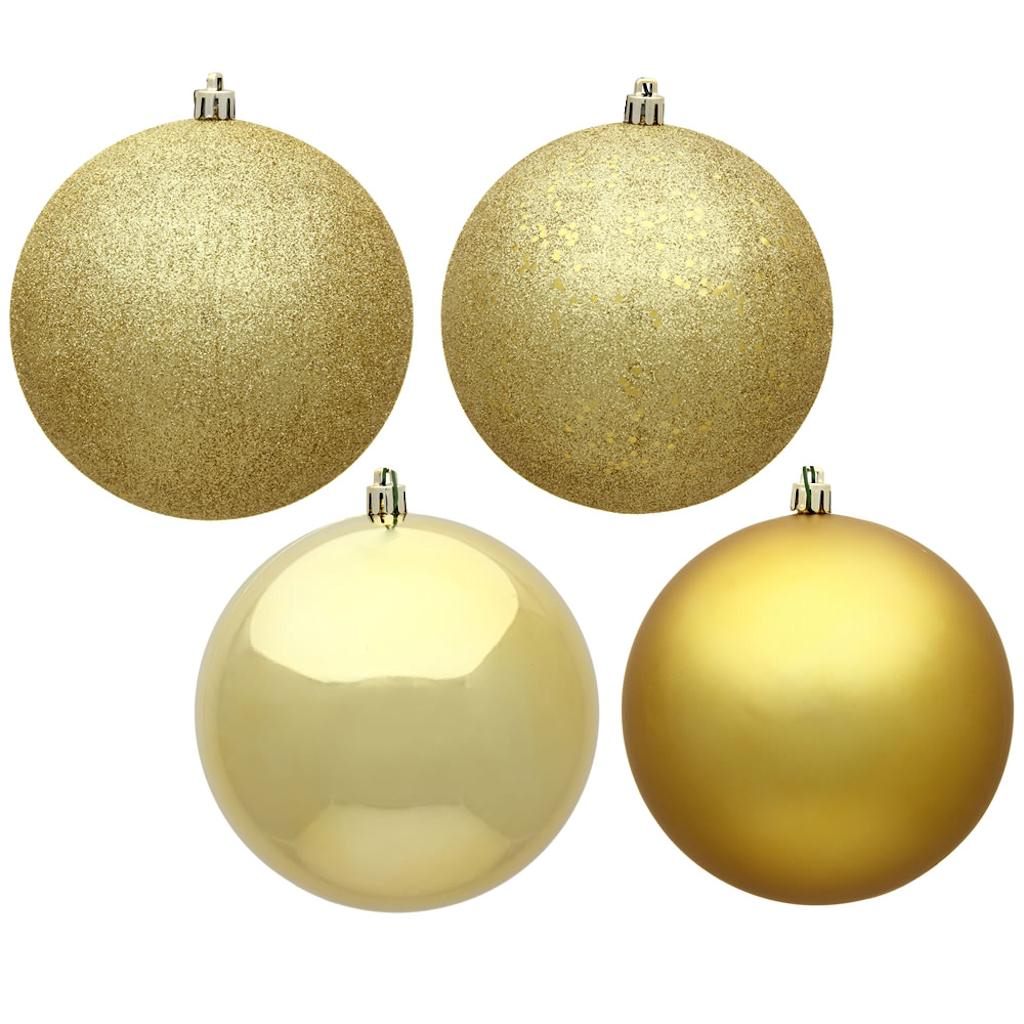 6" Gold Shiny Matte Glitter Sequin Ball Ornament (4 pack) 1