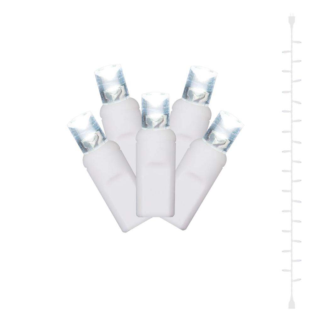 16' 35 Light White Wire Pure White LED Curtain String Set 1