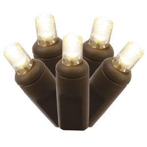 100 Light 34' Brown Wire Warm White Wide Angle LED Lights with 4" Spacing 1