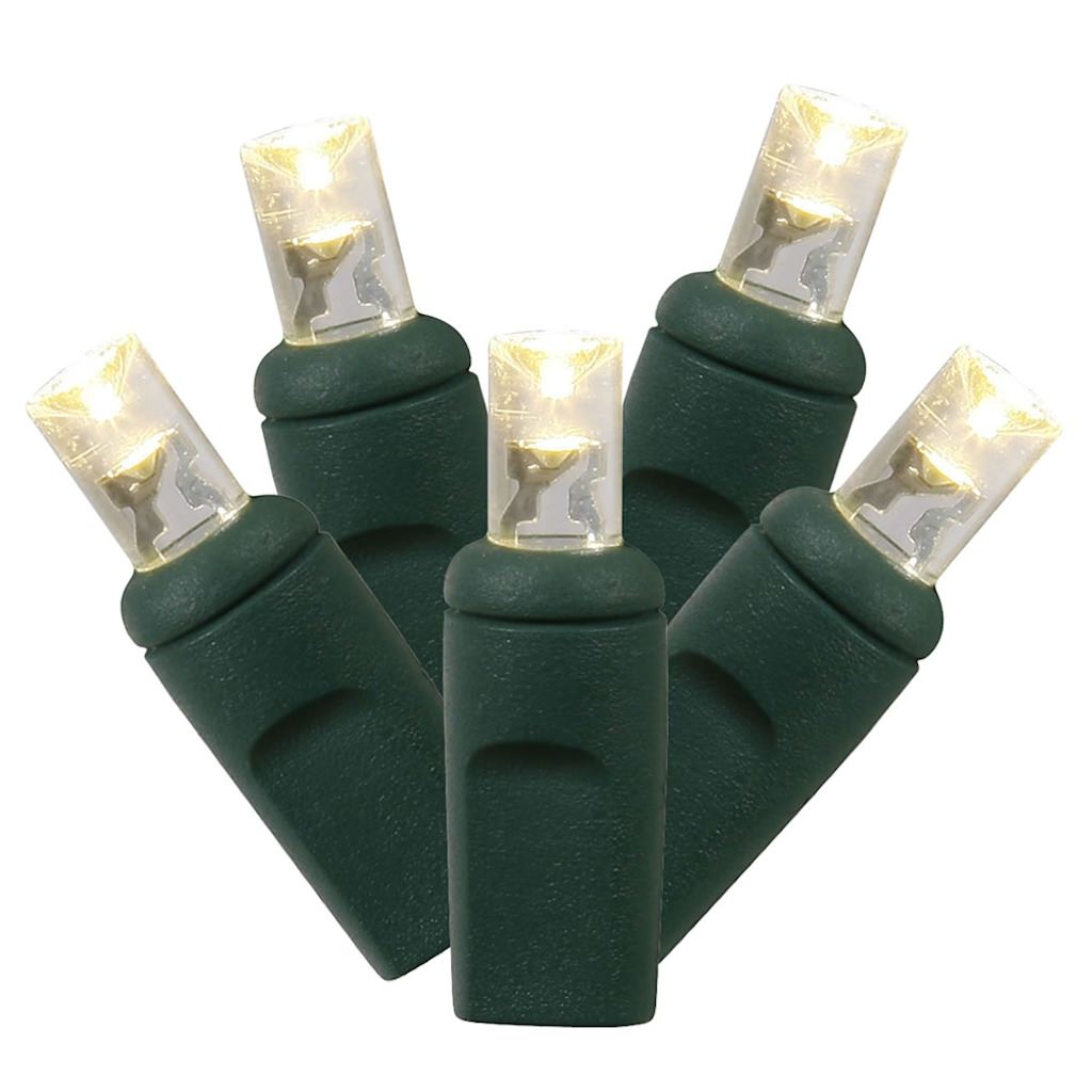 100 Light 34' Green Wire Warm White Wide Angle LED Lights with 4" Spacing 1