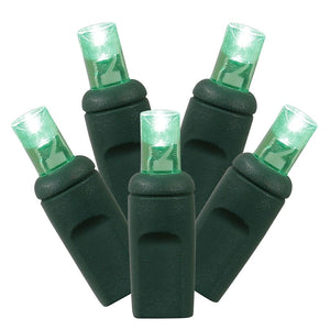 100 Light 34' Green Wire Green Wide Angle LED Lights with 4" Spacing 1