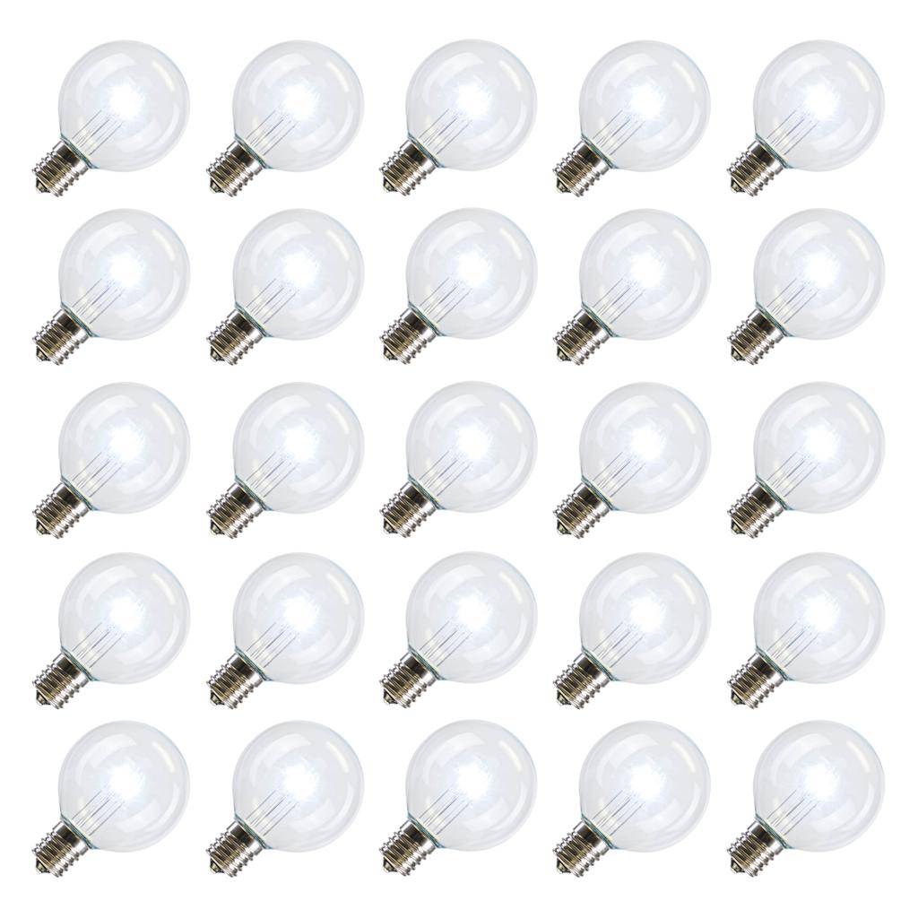 .9 watt G50 Transparent Cool White LED Intermediate Screw Base (25 pack) 1