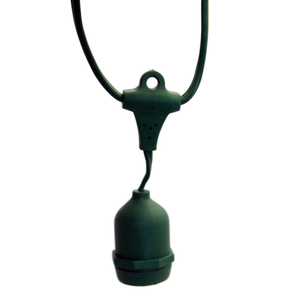 24 Light 48' Green Wire Empty Medium Screw (E26) String with 24" Spacing 1